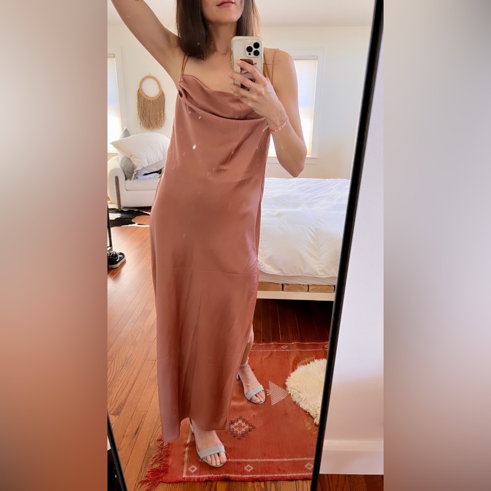 Blush silk open back dress
